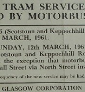 Glasgow poster. Relacement of Tram Service #16 with Bus Service 32