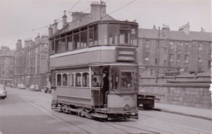 Anderston Cross with a route 15 tram reversing c1949